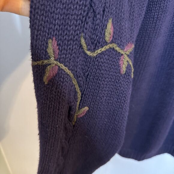 VTG‎ CHU Hand Knit Floral Womens Medium Sweater Grandmacore Garden Fall Artsy - Picture 9 of 10